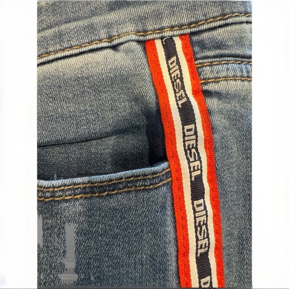 Diesel Light Blue Skinny Jeans with Pink Side Stripe - Picture 2 of 8